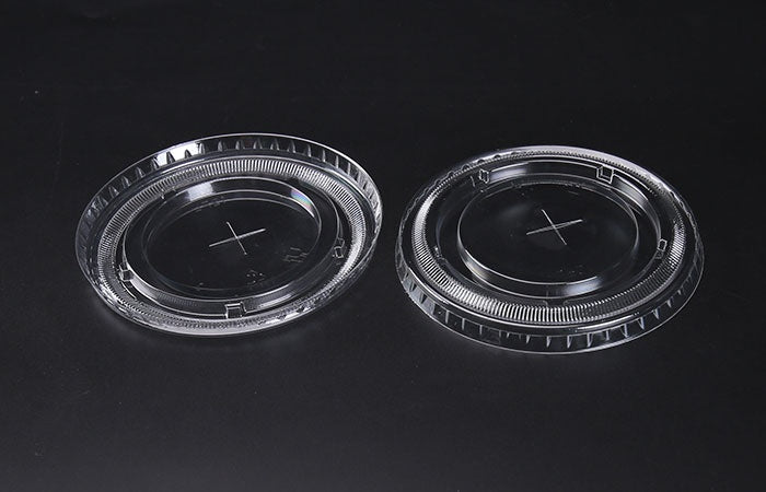 Clear Flat Lids - For 9 Oz Clear Cups - Plastic Disposable PET Lids for Coffee, Shake, Soda