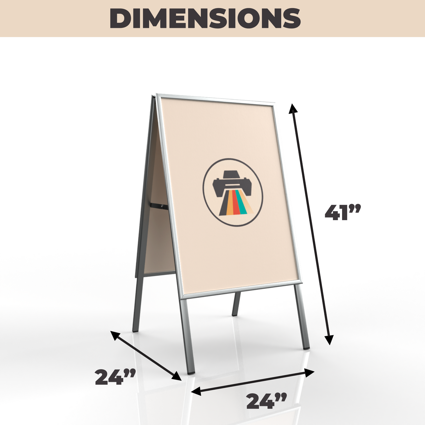 Custom Stand Up Sign with Custom Poster - 24" x 36"