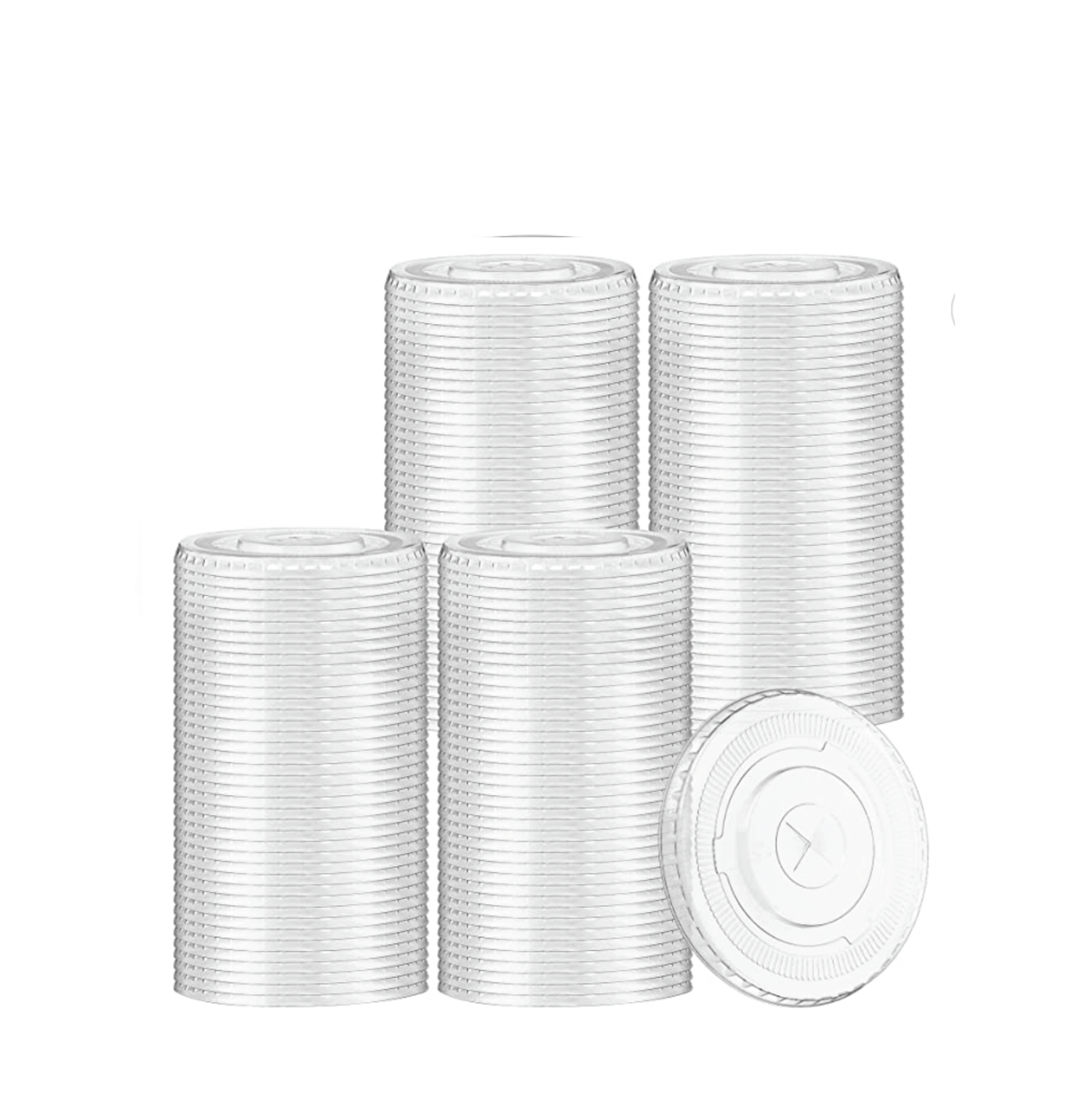 Tapas planas transparentes - Para vasos transparentes de 8, 9 oz - Tapas PET desechables de plástico para café, batido, soda